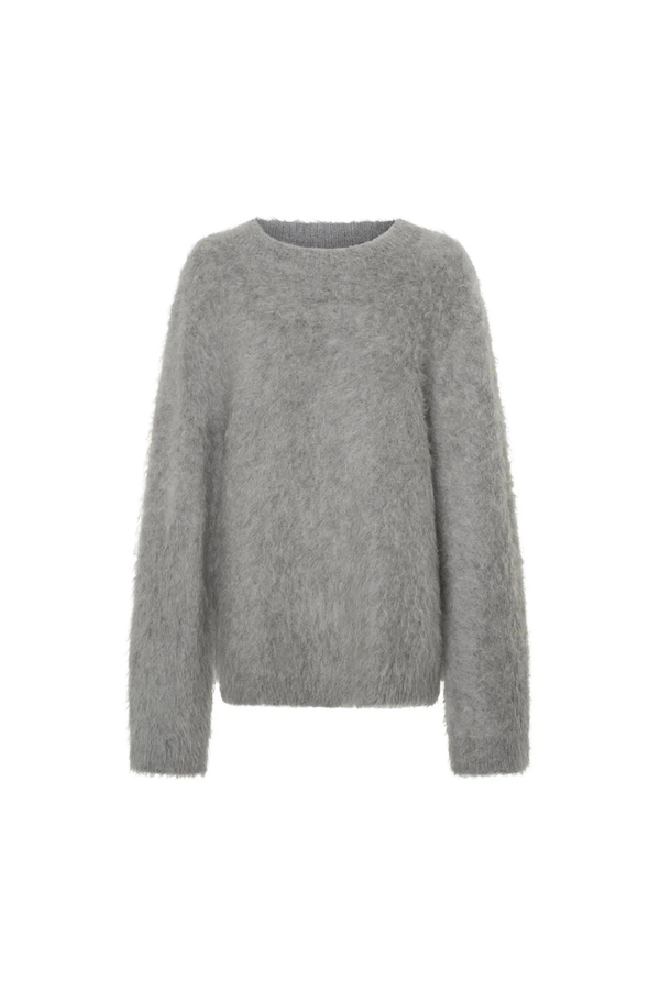 MEIER BRUSHED KNIT SWEATER - GREY MELANGE