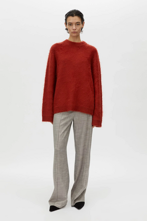 MEIER BRUSHED KNIT SWEATER - DEEP RED