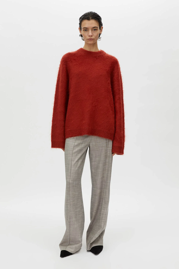 MEIER BRUSHED KNIT SWEATER - DEEP RED