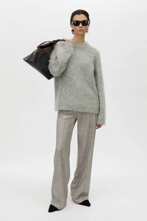 MEIER BRUSHED KNIT SWEATER - GREY MELANGE