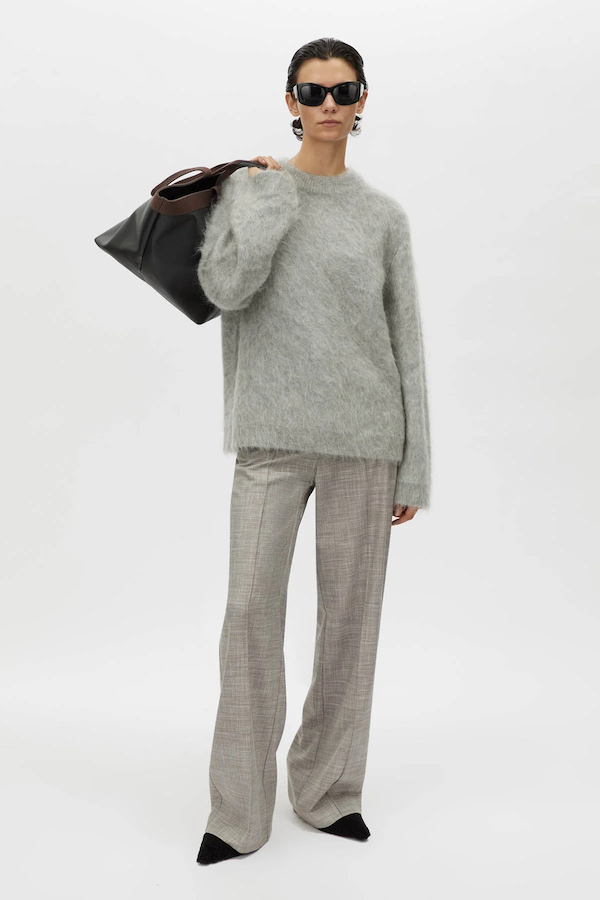 MEIER BRUSHED KNIT SWEATER - GREY MELANGE
