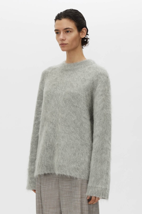 MEIER BRUSHED KNIT SWEATER - GREY MELANGE