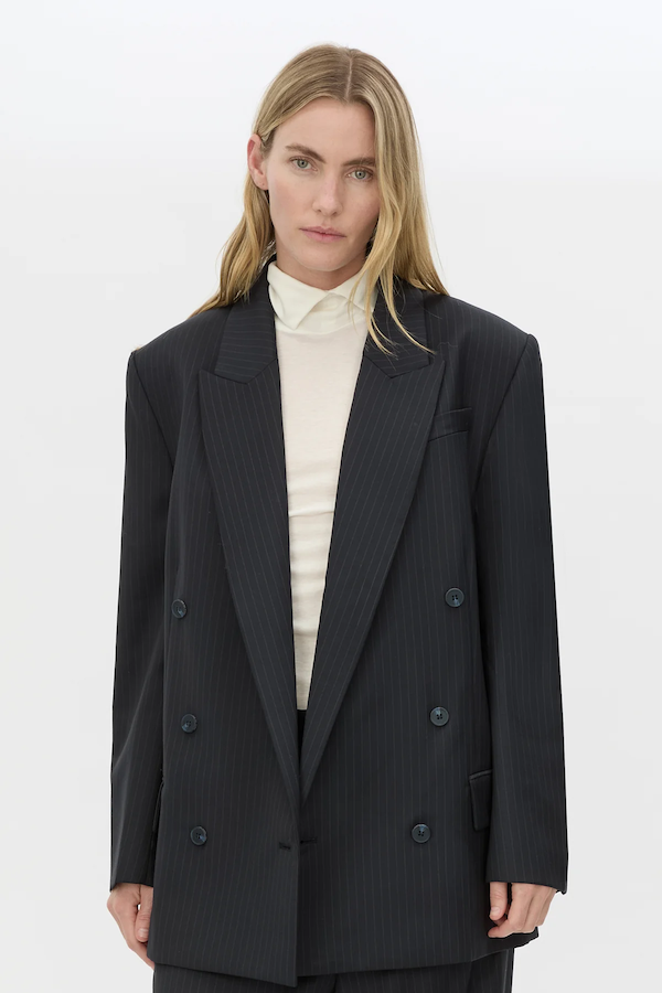 ORBAN OVERSIZED BLAZER - NAVY PINSTRIPE