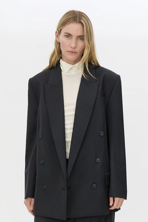ORBAN OVERSIZED BLAZER - NAVY PINSTRIPE