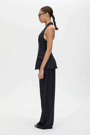 ORBAN TAILORED HALTER TOP - NAVY PINSTRIPE