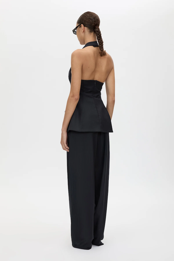 ORBAN MID RISE WIDE LEG PANT - NAVY PINSTRIPE
