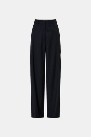 ORBAN MID RISE WIDE LEG PANT - NAVY PINSTRIPE