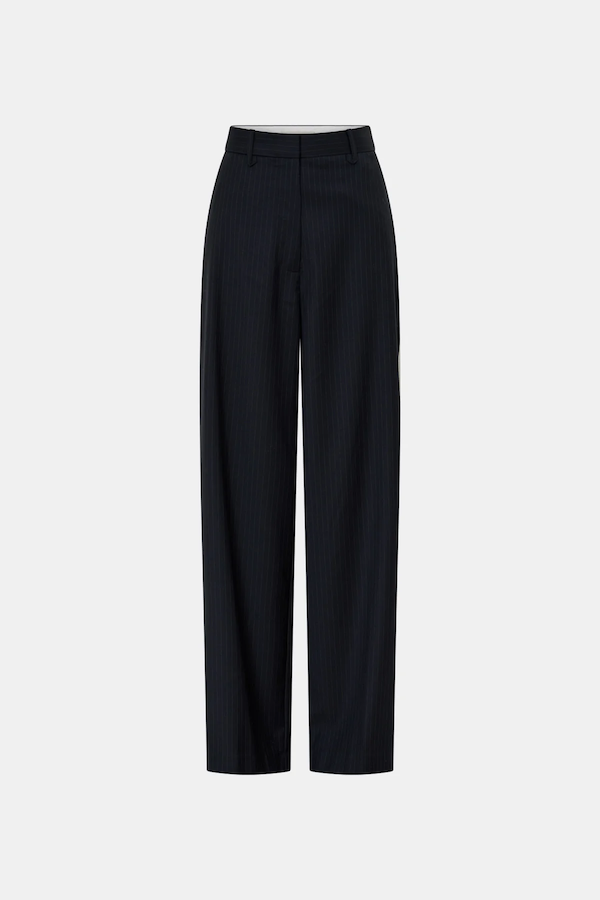 ORBAN MID RISE WIDE LEG PANT - NAVY PINSTRIPE