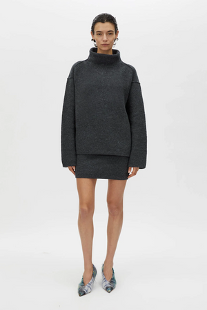 ROHAN FUNNEL NECK SWEATER - CHARCOAL MELANGE