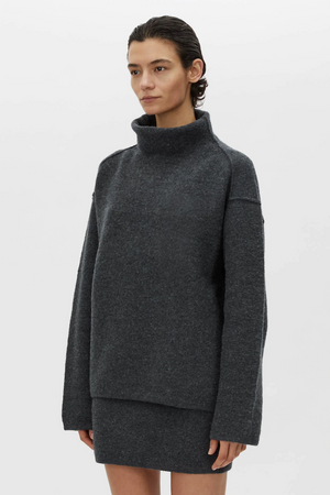 ROHAN FUNNEL NECK SWEATER - CHARCOAL MELANGE