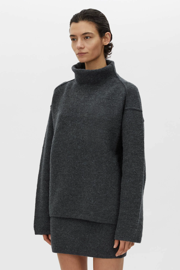 ROHAN FUNNEL NECK SWEATER - CHARCOAL MELANGE
