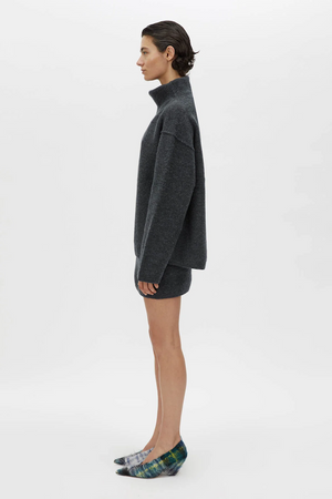 ROHAN FUNNEL NECK SWEATER - CHARCOAL MELANGE