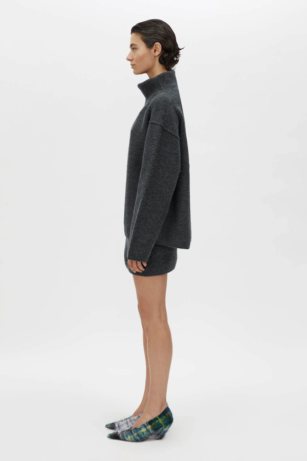 ROHAN FUNNEL NECK SWEATER - CHARCOAL MELANGE