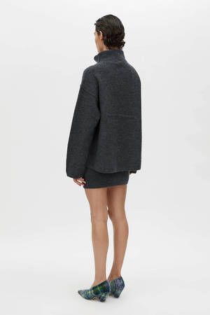 ROHAN FUNNEL NECK SWEATER - CHARCOAL MELANGE