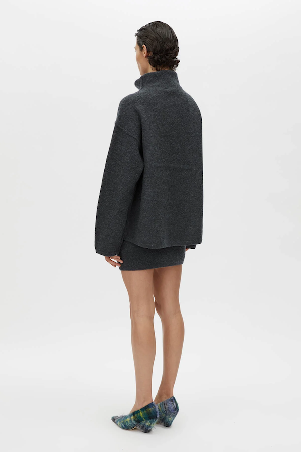 ROHAN FUNNEL NECK SWEATER - CHARCOAL MELANGE