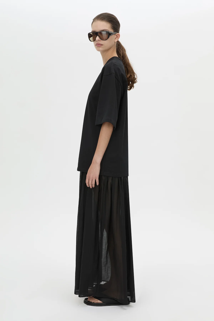 ROMY CONTRAST MAXI DRESS - BLACK