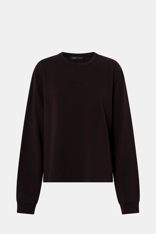 THOME EMB RELAXED TRACK TOP - HICKORY
