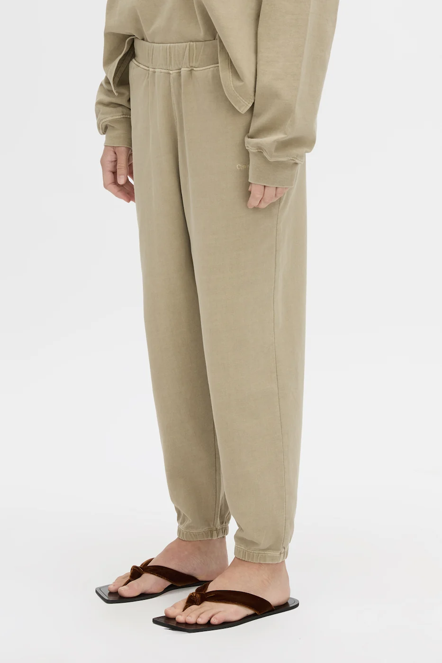 THOME EMB TRACK PANT - OYSTER