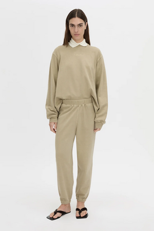 THOME EMB TRACK PANT - OYSTER