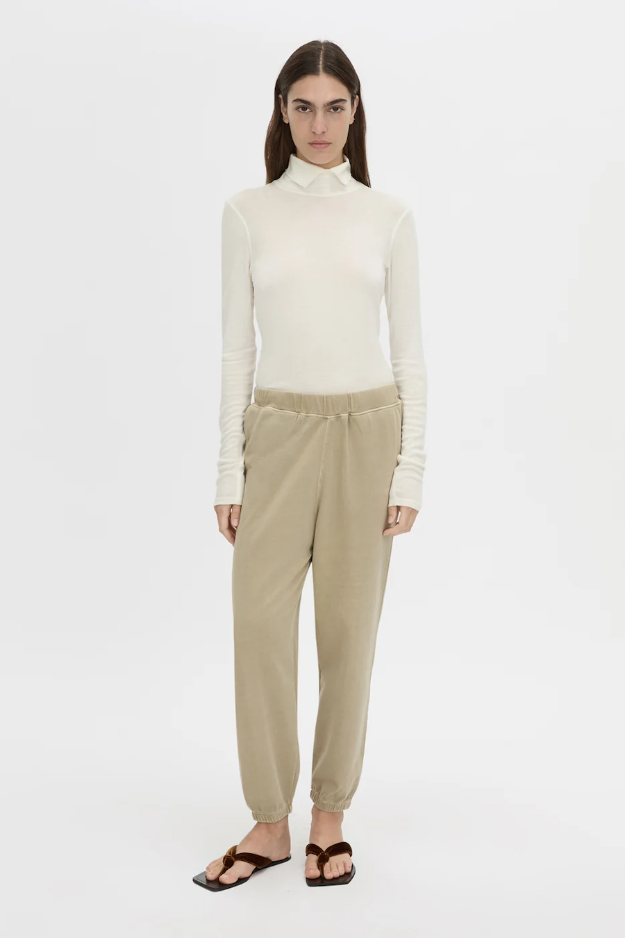 THOME EMB TRACK PANT - OYSTER