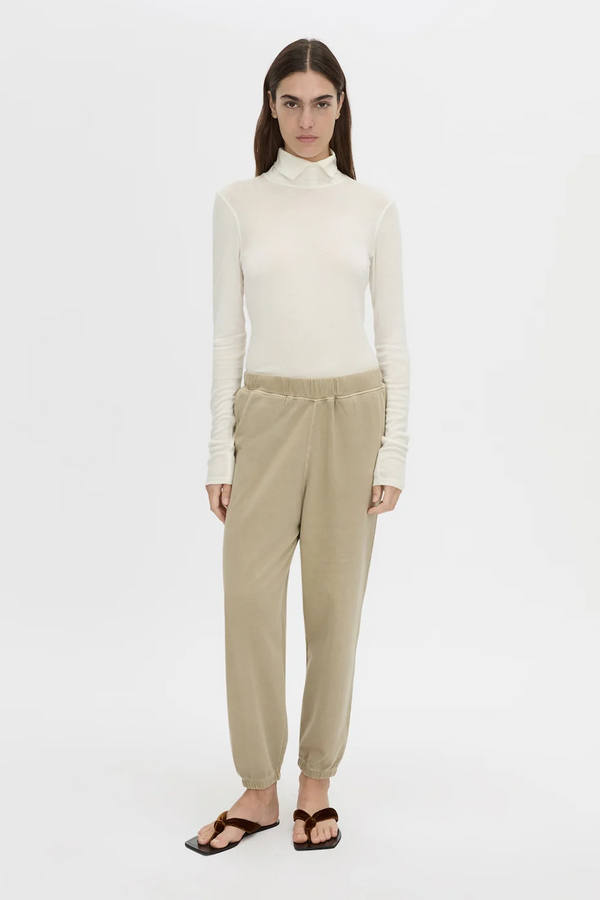 THOME EMB TRACK PANT - OYSTER