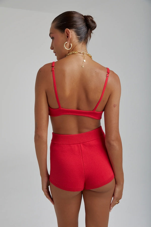 KNIT BRALETTE - CHERRY