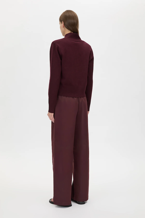 DIA ELASTIC DETAIL PANT - BURGUNDY