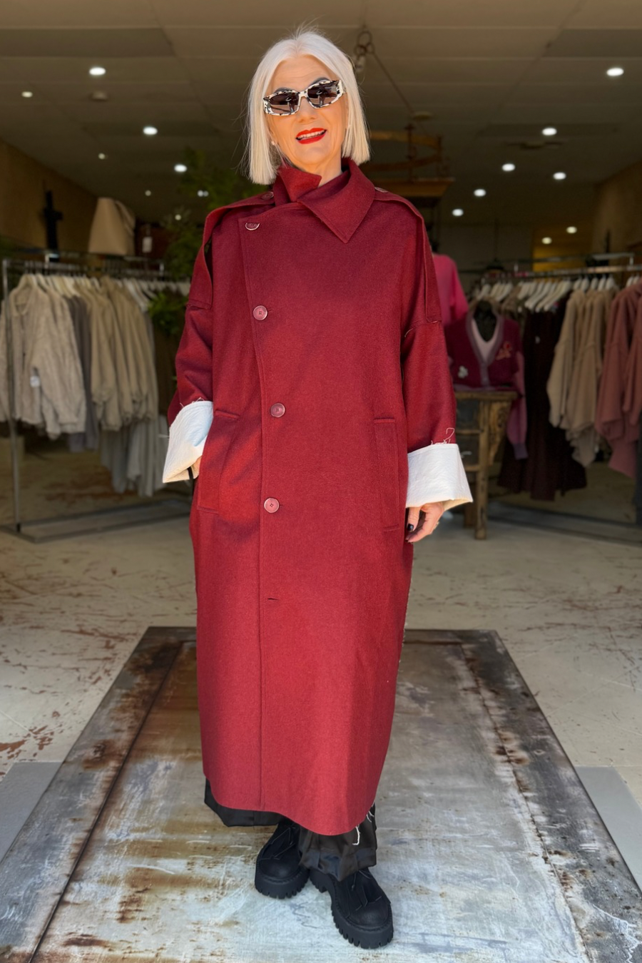 CARA COAT - BERRY RED