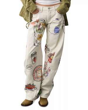 FABLE LOW RISE PRINTED JEAN - TOFU COMBO