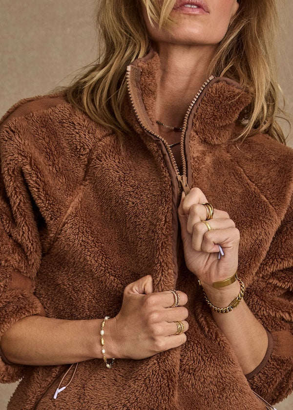 HARLOW FLEECE PULLOVER - WALNUT