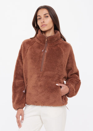 HARLOW FLEECE PULLOVER - WALNUT