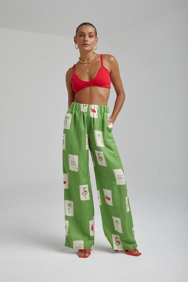 LINEN PANTS - HOUSE OF SUMMI TARRAGON