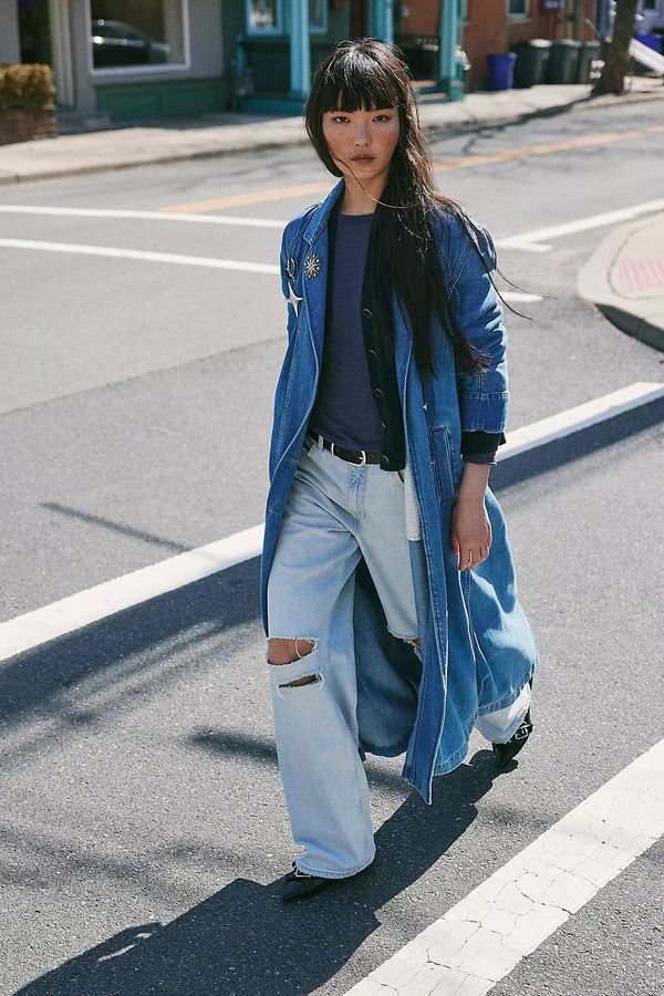 MONIQUE INDIGO DUSTER - SUNLIGHT BLUE