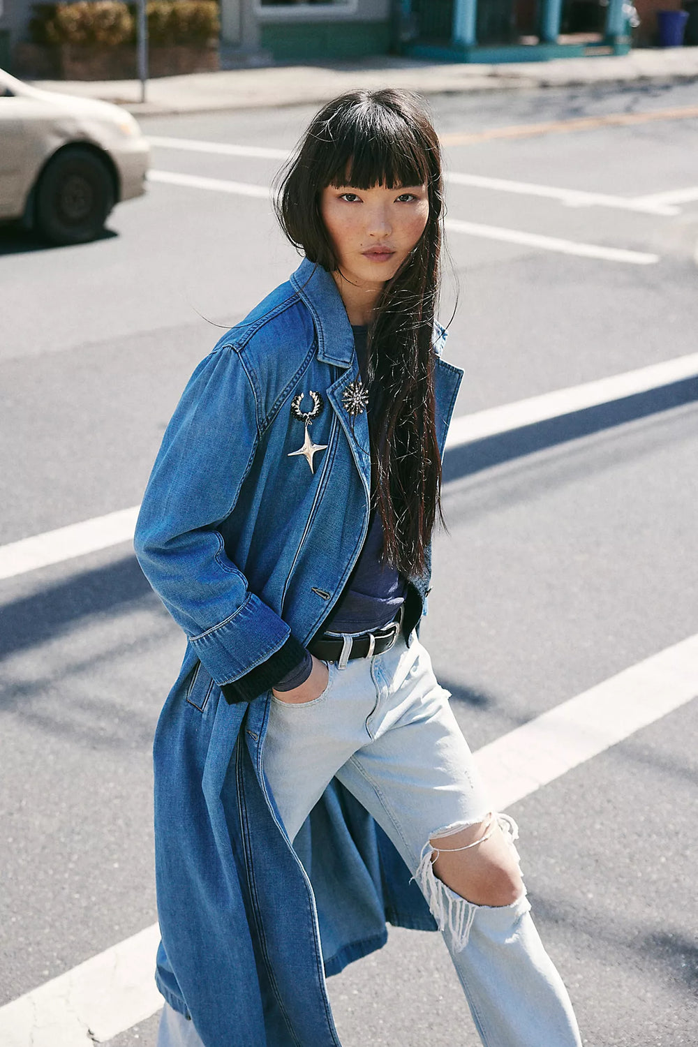 MONIQUE INDIGO DUSTER - SUNLIGHT BLUE