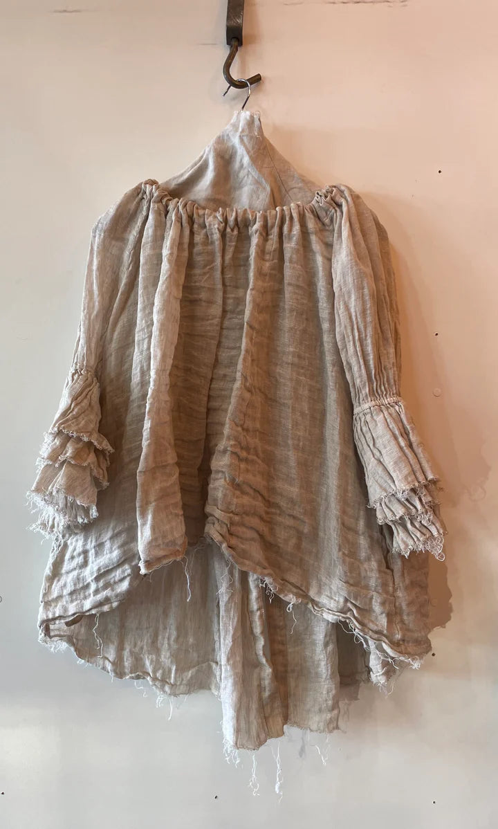 AMANO BUTTON BACK BLOUSE (LINEN GAUZE) NATURAL