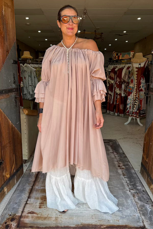 AMANO SILK BUTTON BACK BLUSON DRESS/DUSTER