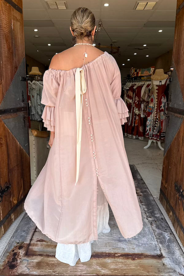 AMANO SILK BUTTON BACK BLUSON DRESS/DUSTER