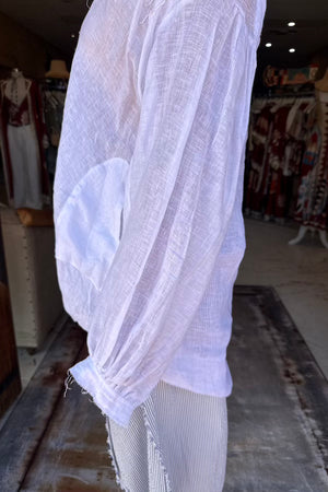 AMANO GAUZE PIN TUCK SHIRT - WHITE