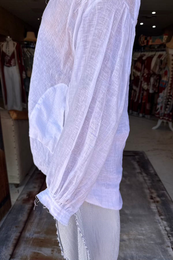 AMANO GAUZE PIN TUCK SHIRT - WHITE
