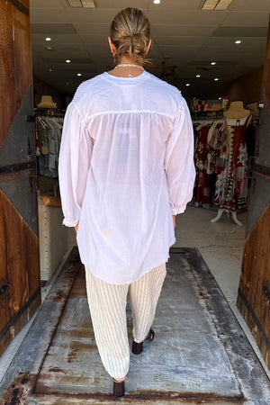 AMANO PIN TUCK SHIRT (SILK / COTTON) WHITE