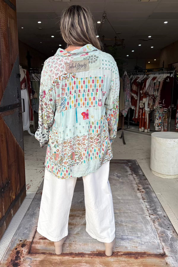 PATCHWORK SUNRISE TOP - SKY