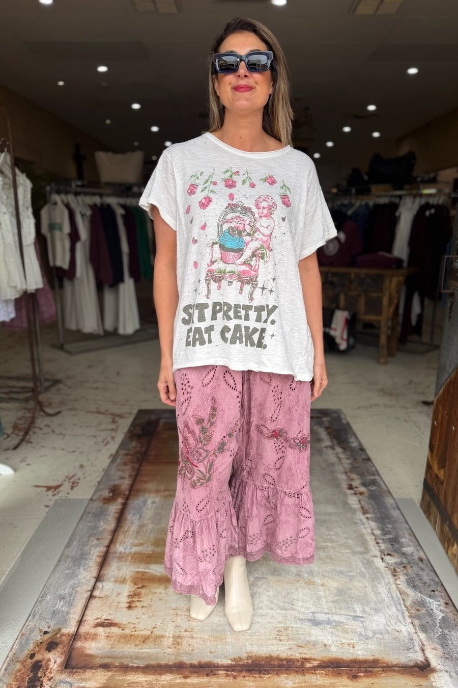 WORN AND WEATHERED TEE - EAT CAKE