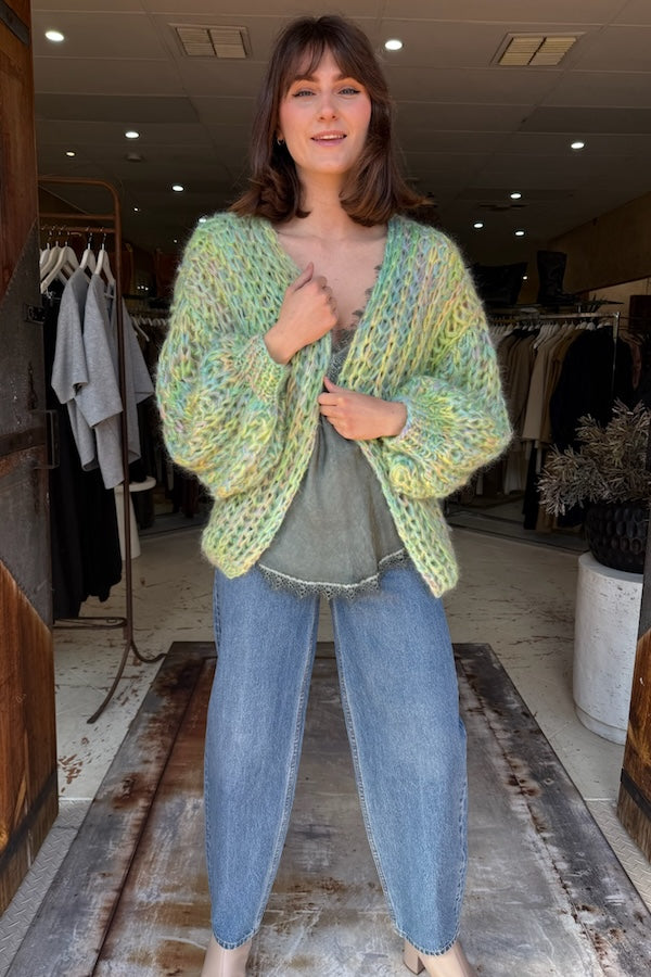 TESSA CARDIGAN SHORT RIB GREEN MULTI