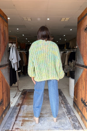 TESSA CARDIGAN SHORT RIB GREEN MULTI