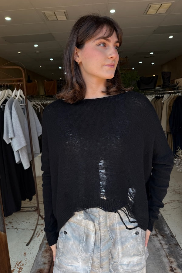 ALBA KNITTED TOP - BLACK