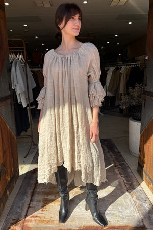 AMANO LINEN BUTTON BACK DRESS / DUSTER NATURAL