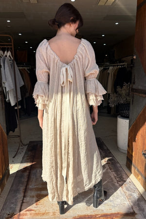 AMANO LINEN BUTTON BACK DRESS / DUSTER NATURAL
