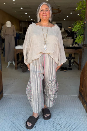 CABBAGE ROSE PANTS - OAT / BERRY