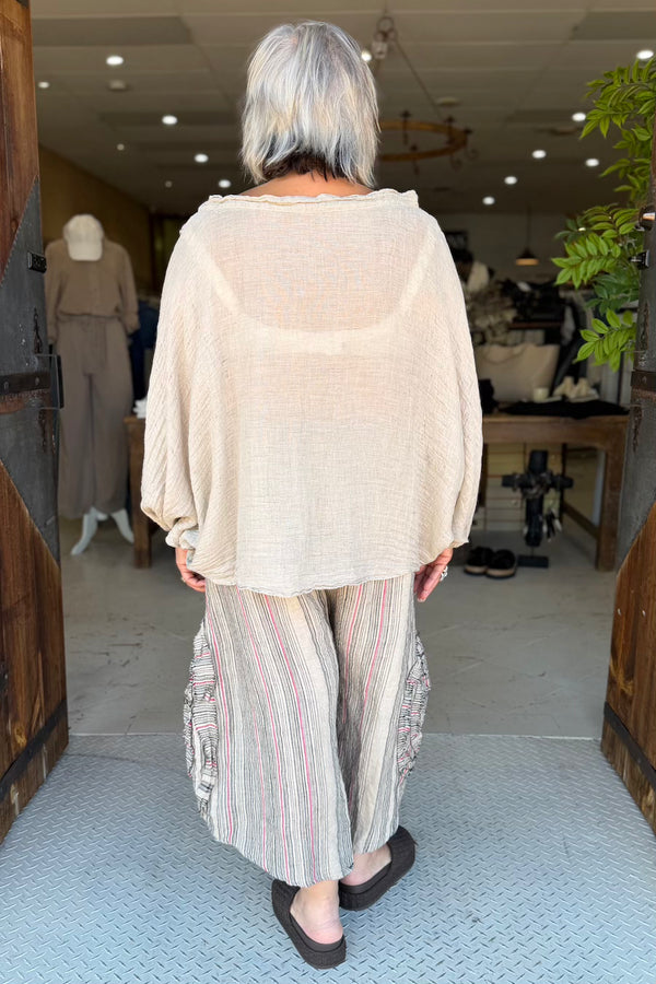 CABBAGE ROSE PANTS - OAT / BERRY