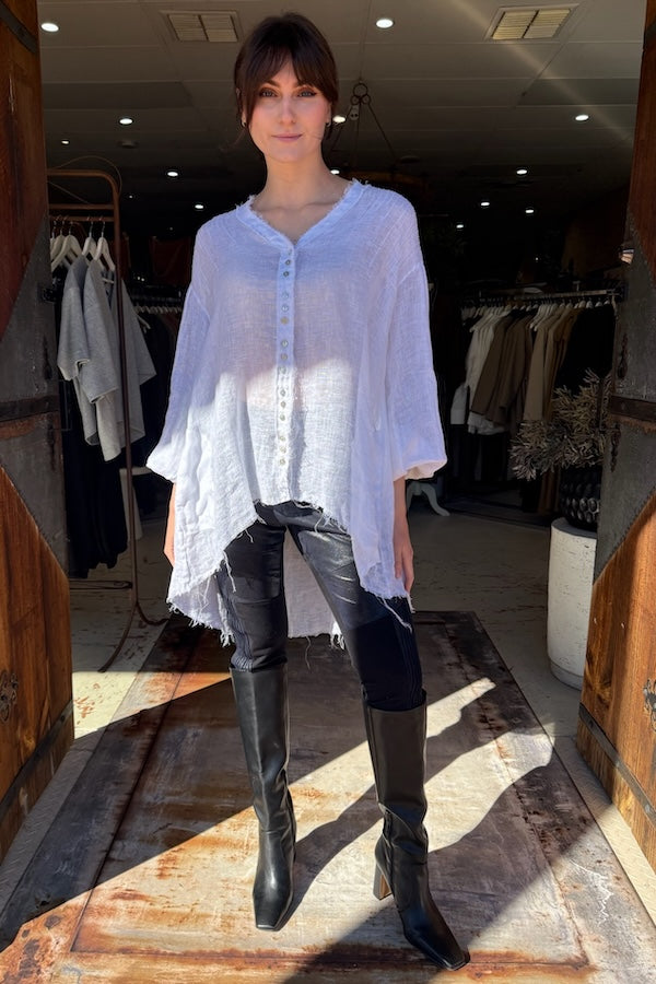 AMANO GAUZE PIN TUCK SHIRT - WHITE